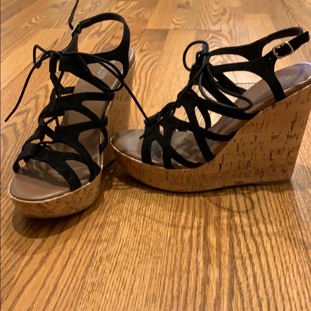 Black Lace Up Wedges